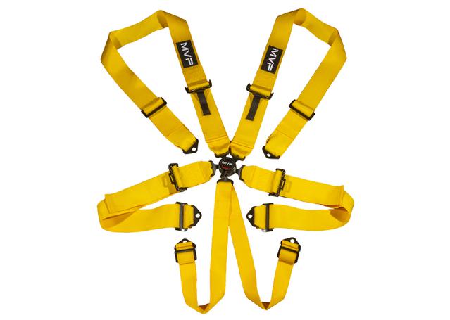 MVP Racing Harness 6 Point 3" Belts Cam Lock Yellow SFI Approved VPR-132