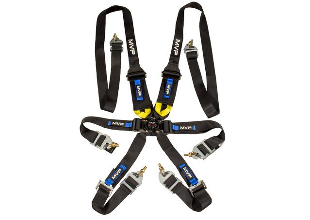 MVP Racing Harness 6 Point 2-3" Hans Belts Cam Lock Black FIA Approved VPR-151