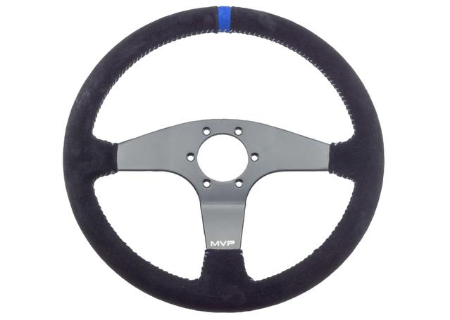 MVP Steering Wheel 350mm Steering Wheel Flat Suede Black w/ Grey Stitch VPR-207
