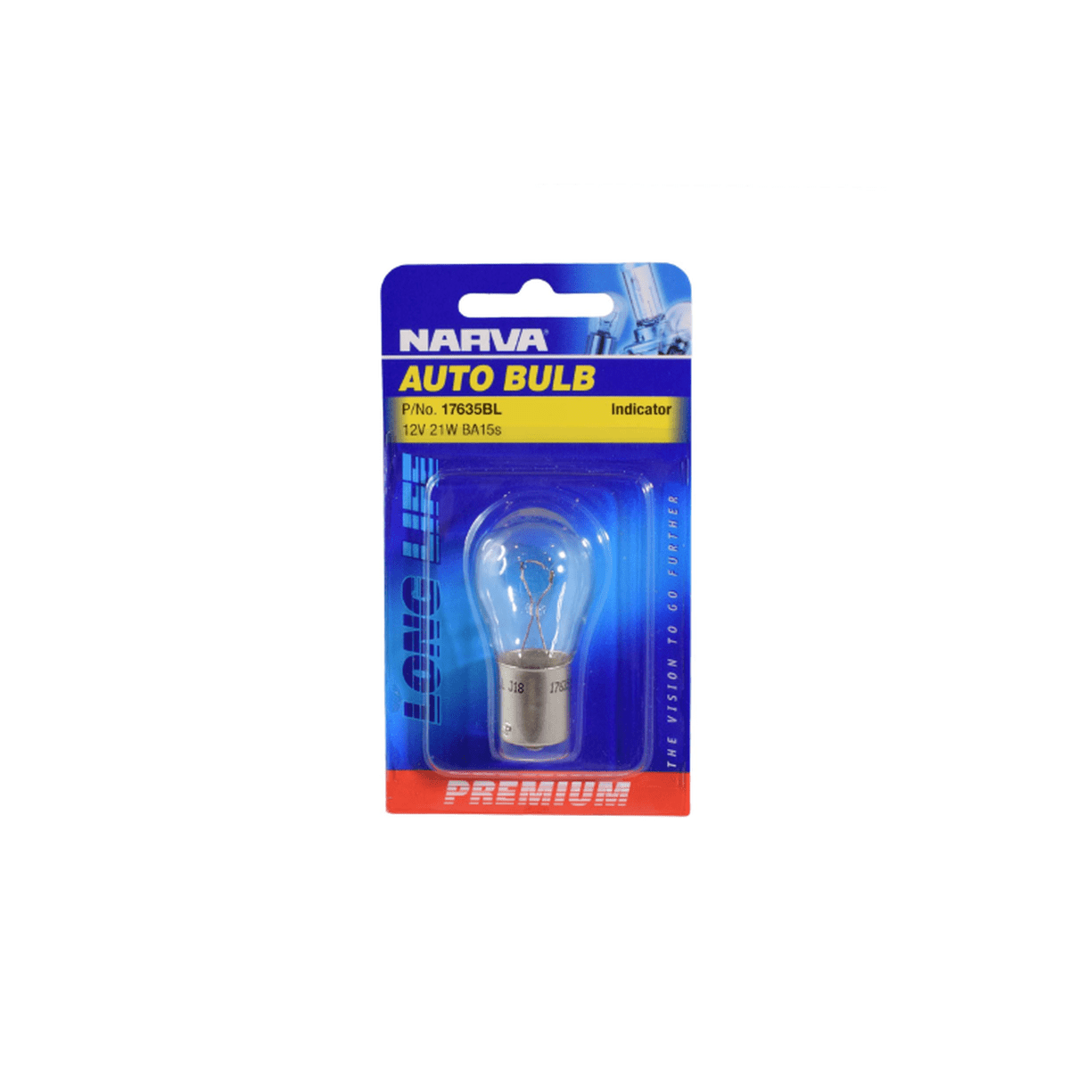 Narva Globe Premium Incandescent BA15S P21W 12V 21W Blister Pack 17635BL