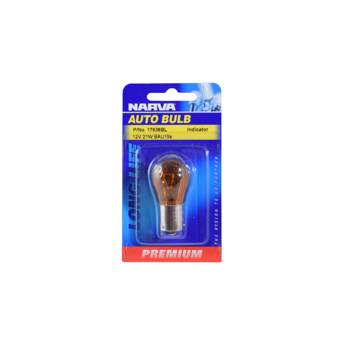Narva Globe Premium Incandescent Amber BAU15S PY21W 12V 21W Blister Pack 17638BL