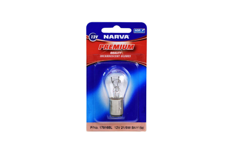 Narva Globe Premium Incandescent BAY15D P21/5W 12V 21/5W Blister Pack 17916BL