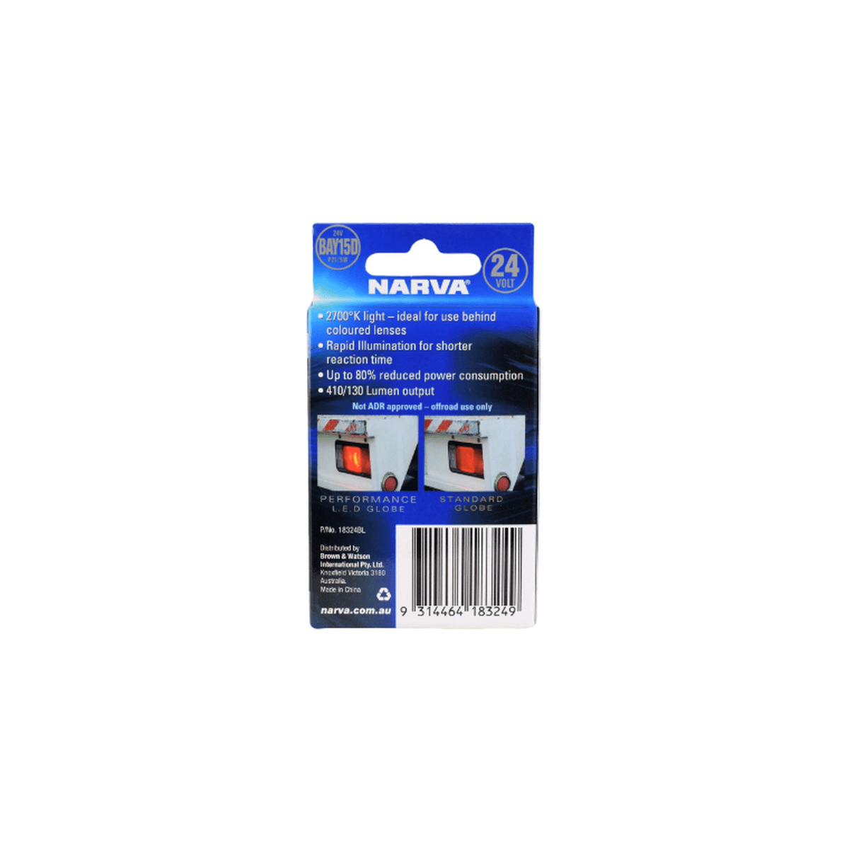 Narva LED Globe 24V BA15D P21/5W 6000K Blister Pack 18324BL