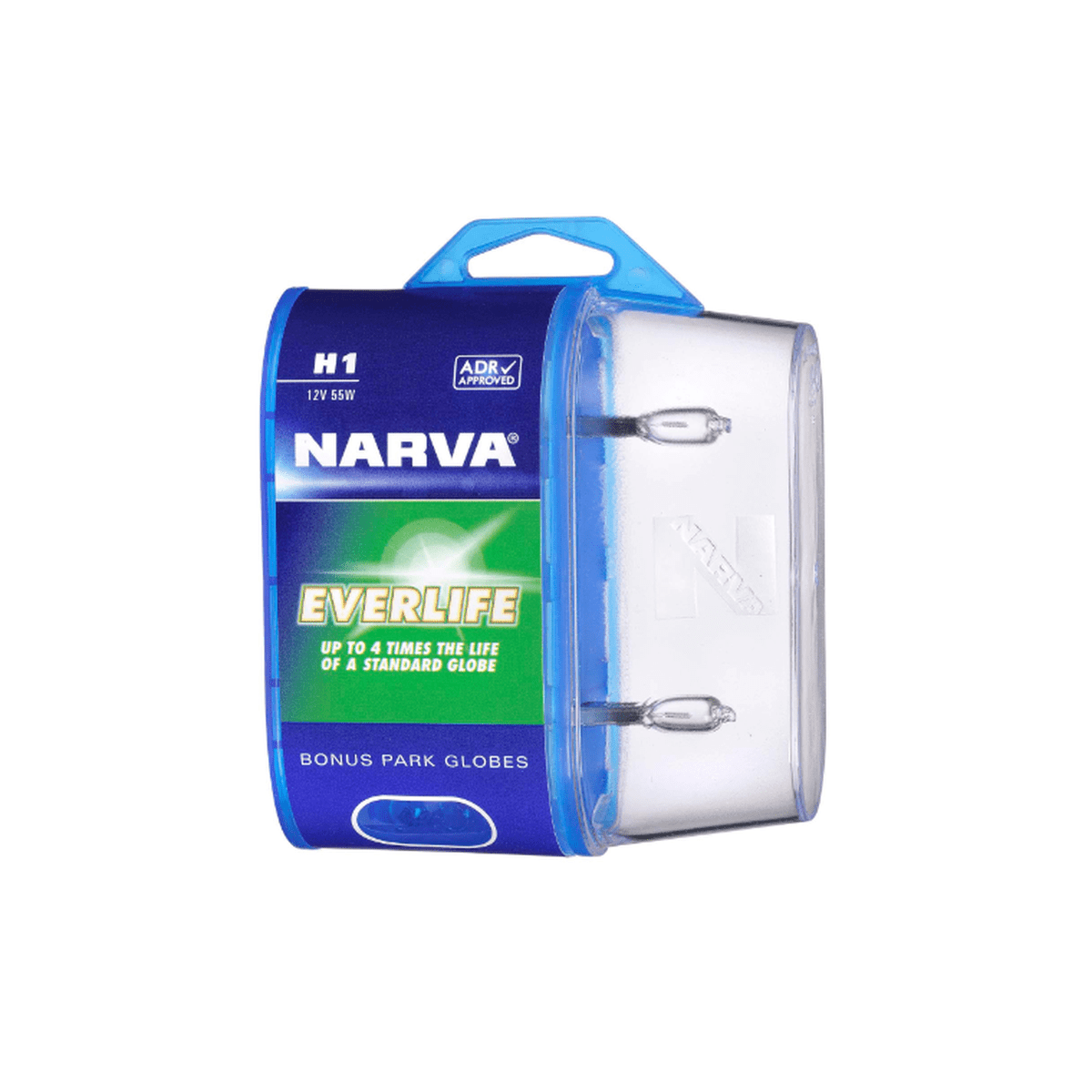 Narva Everlife Halogen Headlight Globe H1 P14.5S 12V 55W Twin Pack 48079BL