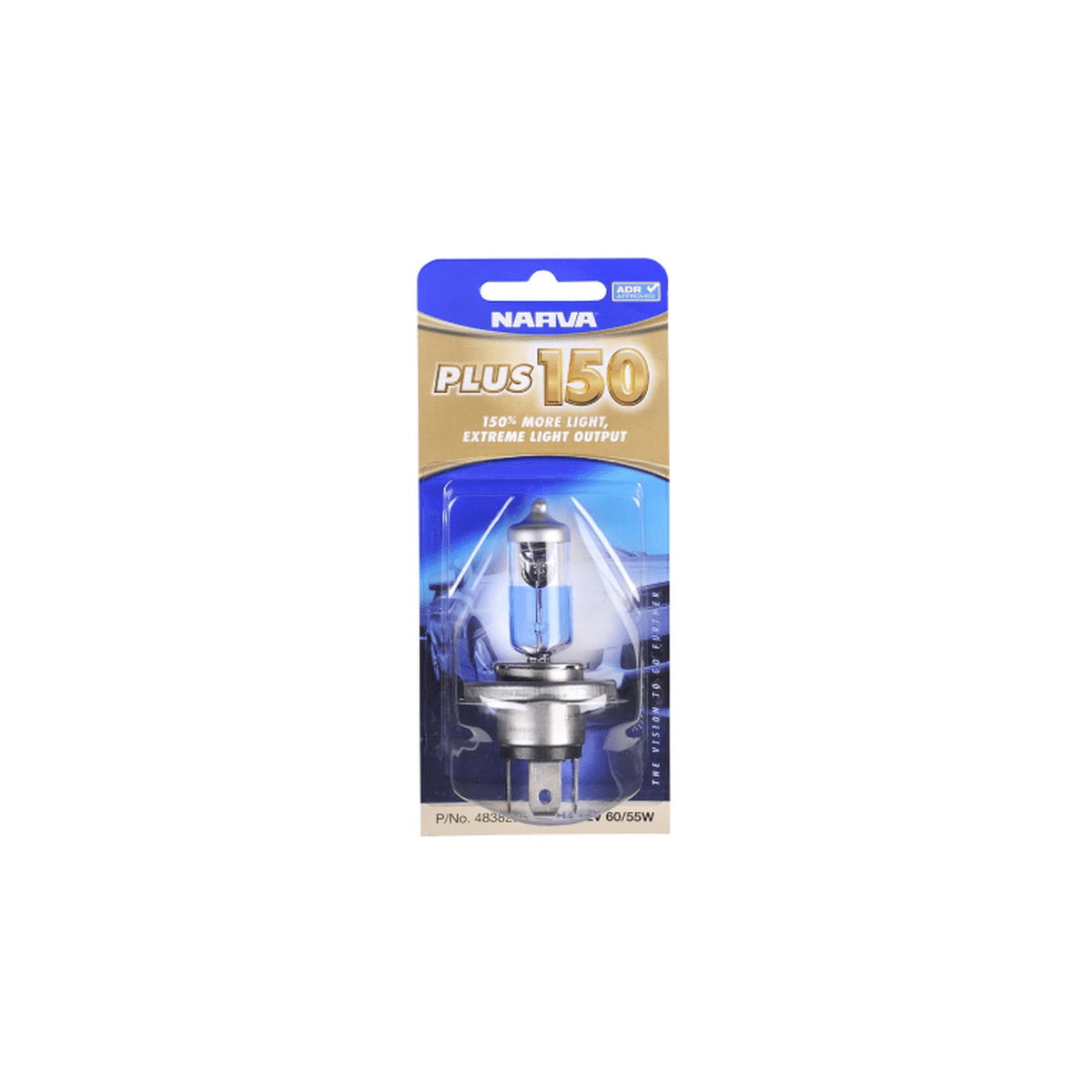 Narva Plus 150 Halogen Headlight Globe H4 P43T 12V 60/55W 48382BL