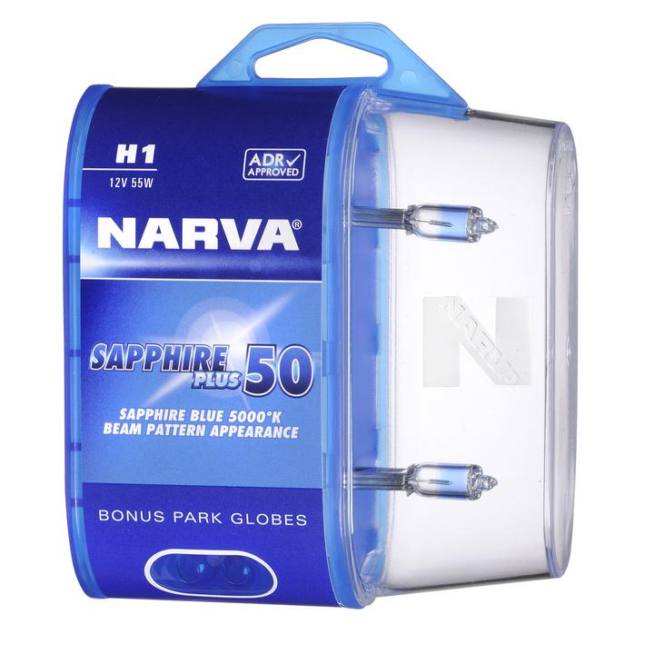 Narva H1 12V 55W Sapphire Plus 50 Halogen Headlight Globes 2Pk