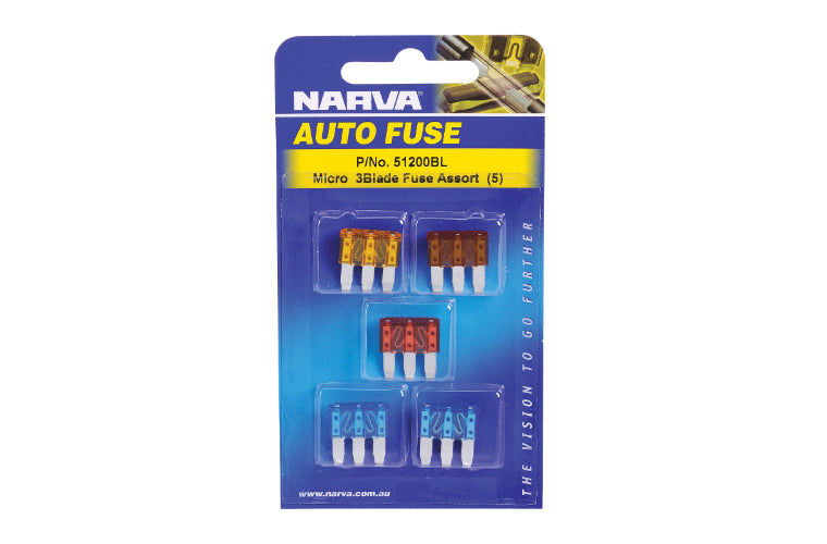 Narva 3 Blade Fuse Micro Assortment (5Pk) 51200BL