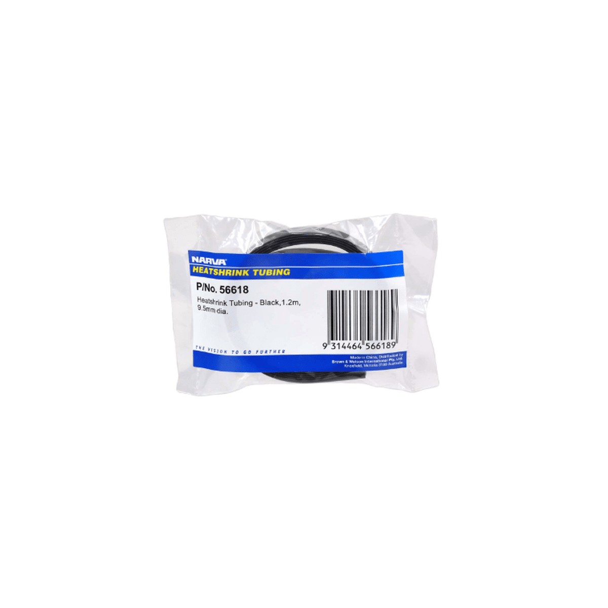 Narva Heatshrink 9.5mm x 1.2m Black 56618
