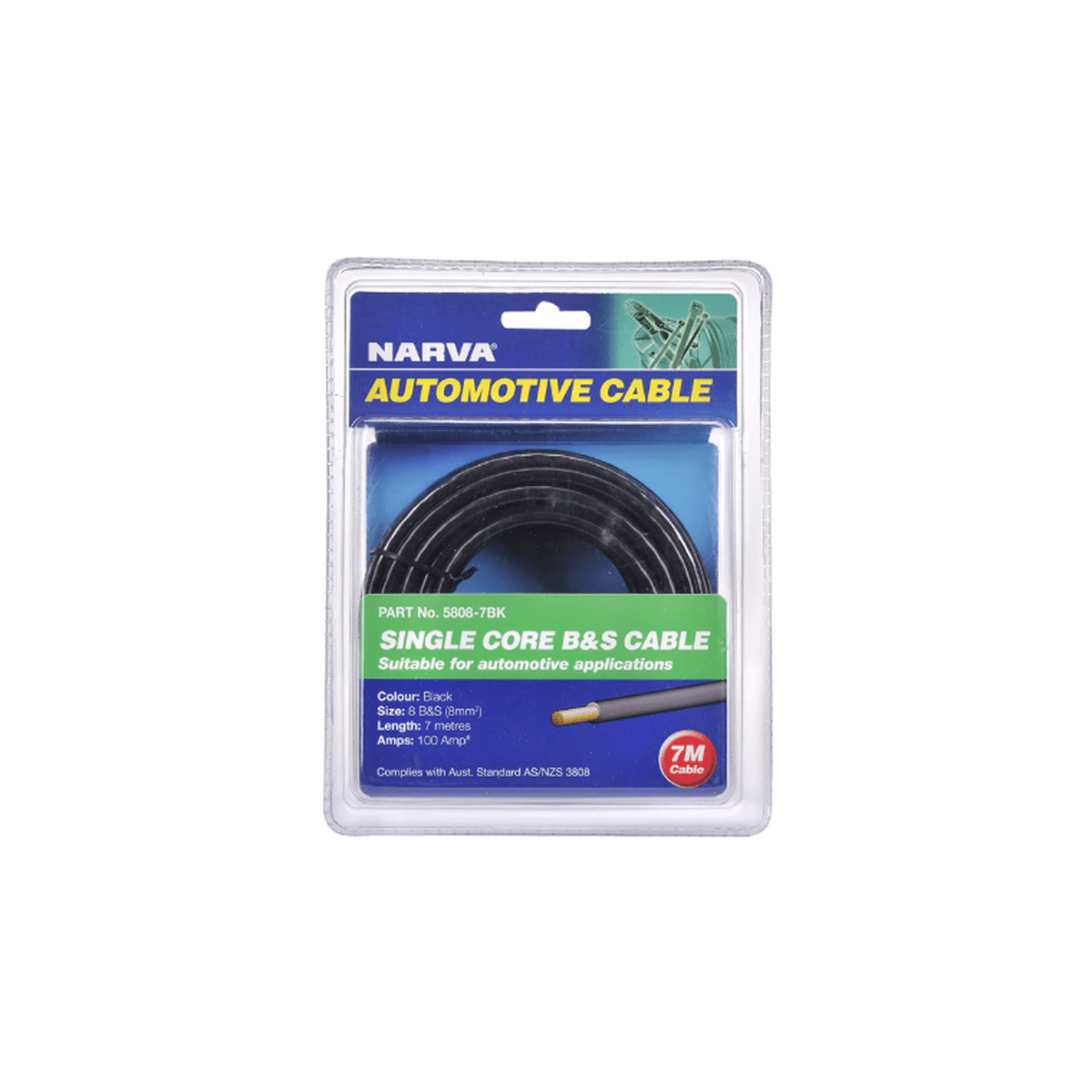 Narva 8 B&S Cable Black 100A 5m 5808-7BK