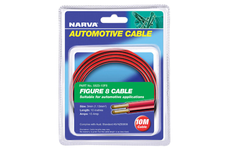 Narva Figure 8 Cable Twin Core 10A 3mm Red/Black 5823-10F8