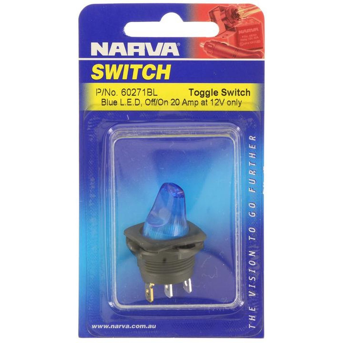 Narva Switch Toggle Illuminated On Off Blue 60271BL