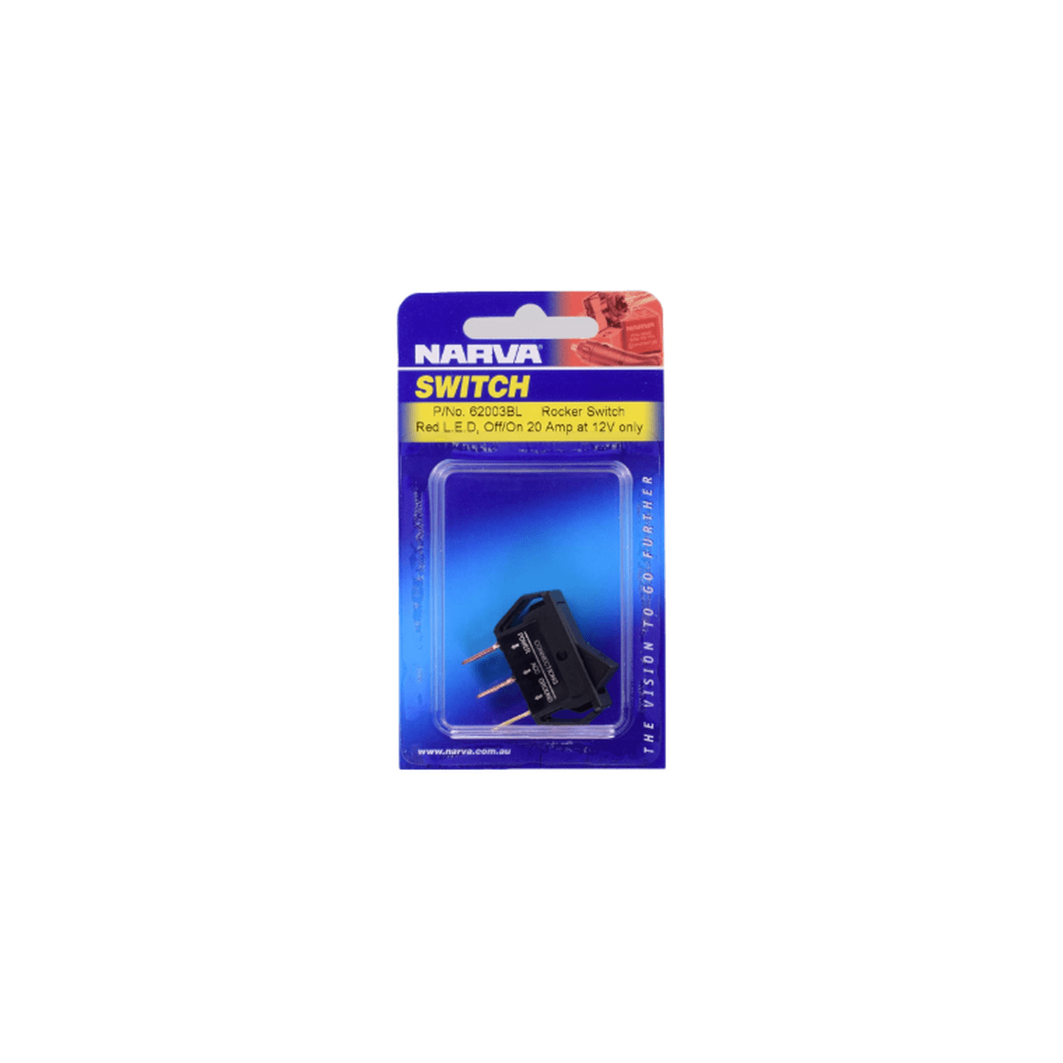 Narva Rocker Switch 12V On/Off LED Red 62003BL