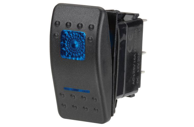 Narva Switch Momentary Rocker Illuminated 12V 20A Blue 63127BL