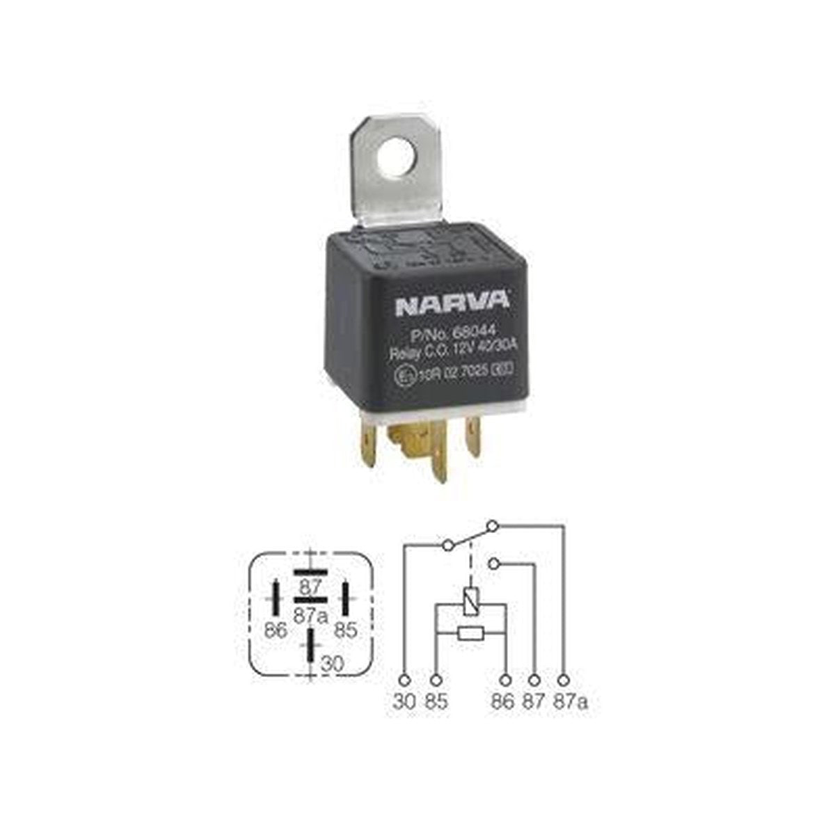 Narva Relay Change-Over With Diode 12V 5 Pin 30A/20A 68056BL