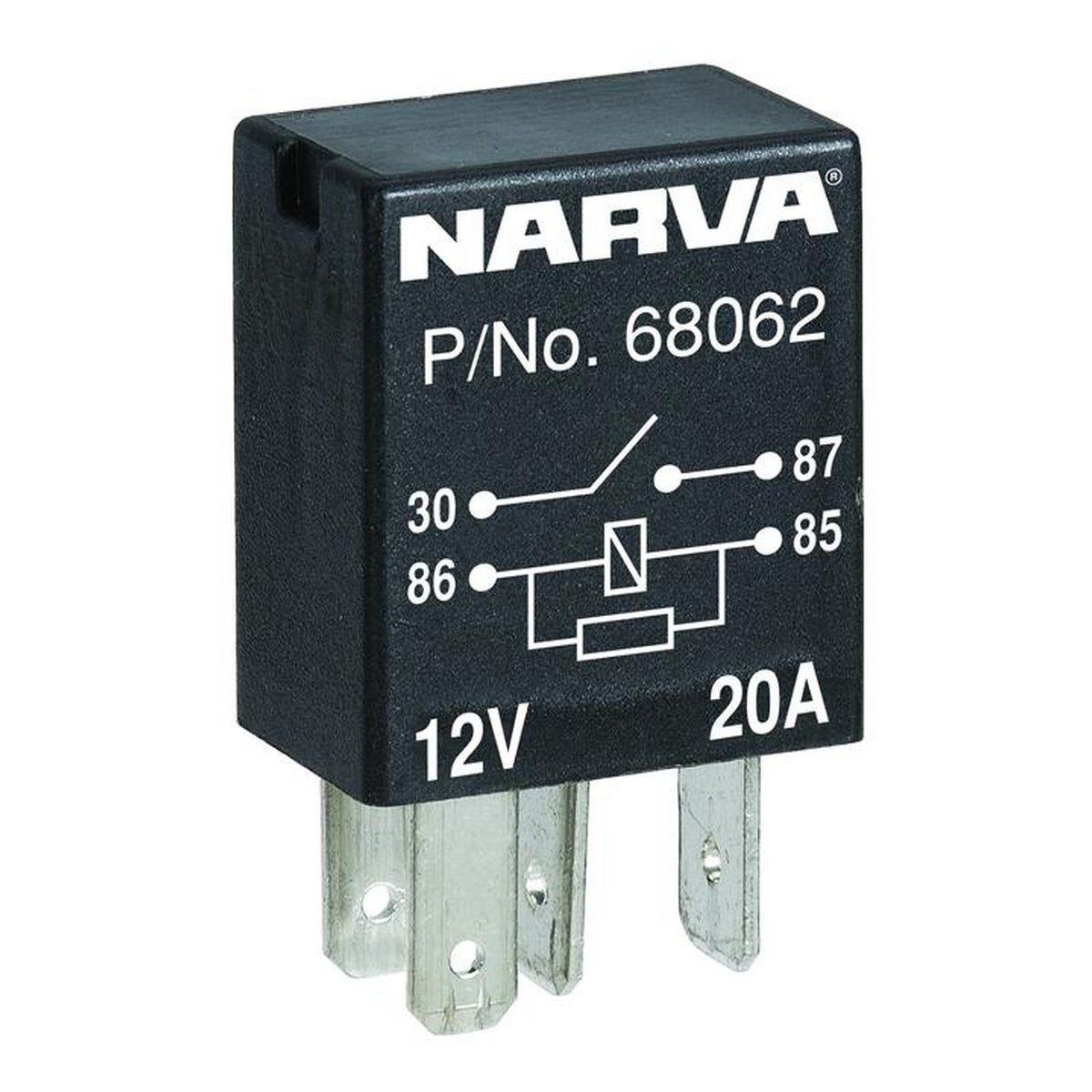 Narva Micro Relay Normally Open With Resistor 12V 4 Pin 20A 68062BL