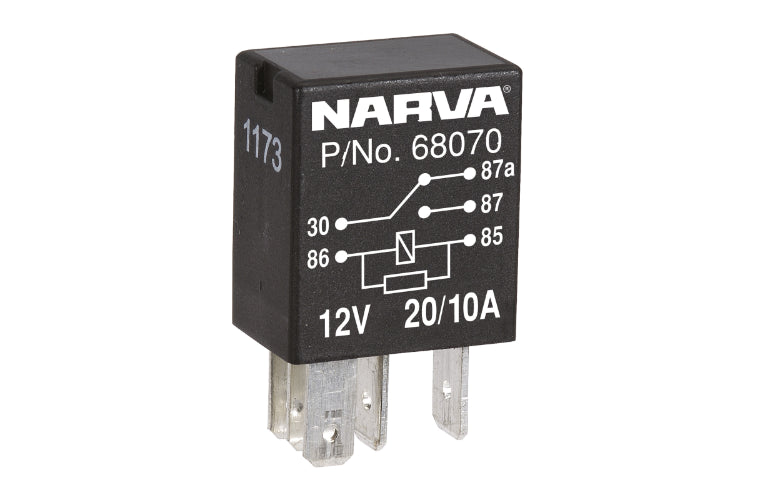Narva Relay Change-Over With Resistor 12V 5 Pin 20A/10A 68070
