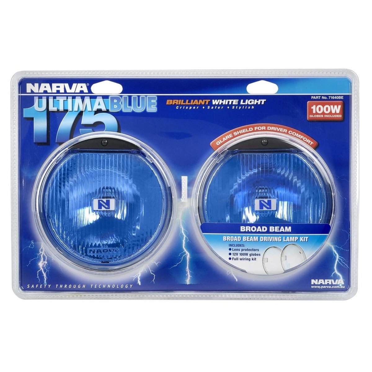 Narva Ultima 175 Blue Broad Beam Driving Lamp Kit 12V 100W - 71640BE