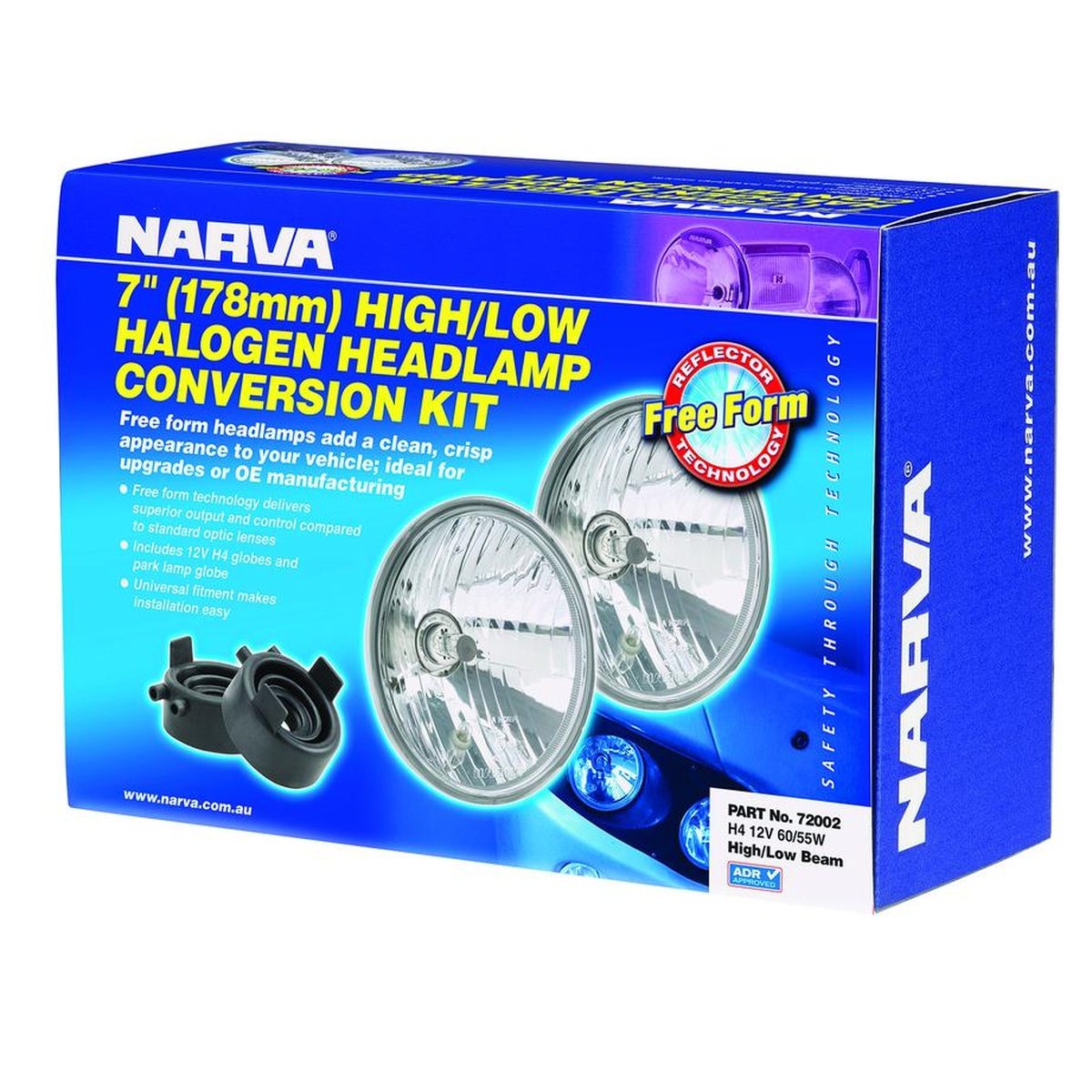 Narva 7" H4 Free Form Halogen Headlamp Conversion Kit 12V 60/55W - 72002