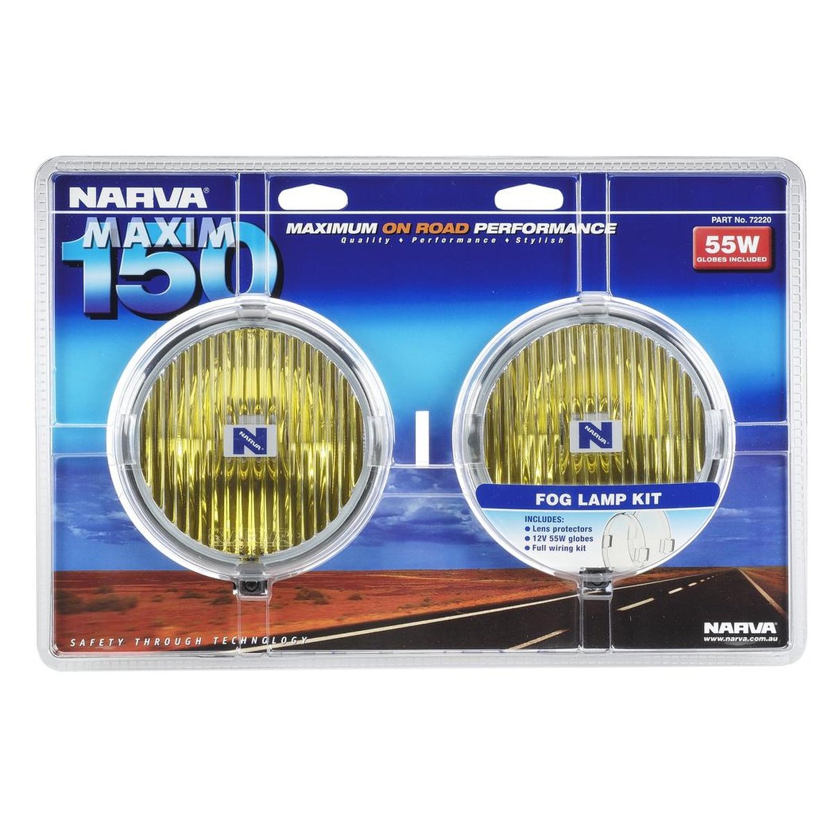 Narva Maxim 150 Yellow Fog Lamp Kit 12V 55W - 72220