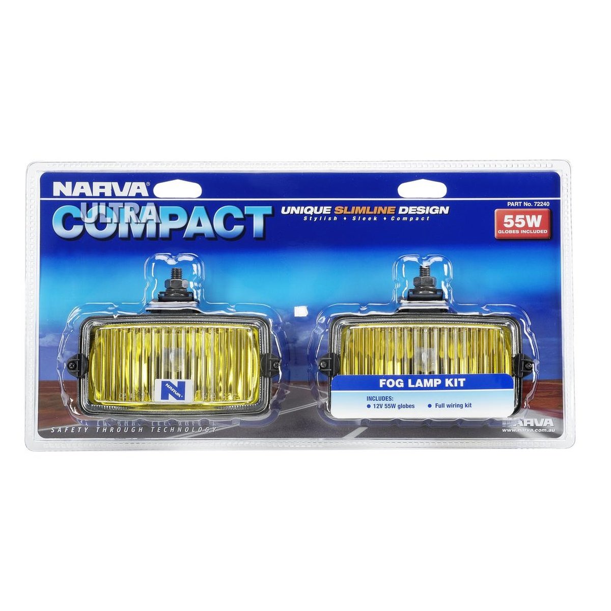 Narva Ultra Compact Yellow Fog Lamp Kit 12V 55W - 72240