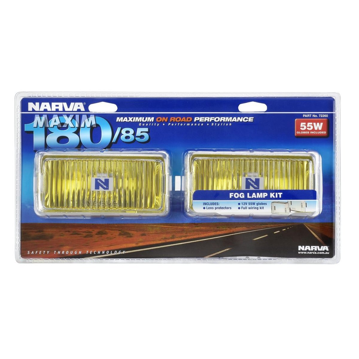 Narva Maxim 180/85 Yellow Fog Lamp Kit 12V 55W 72260