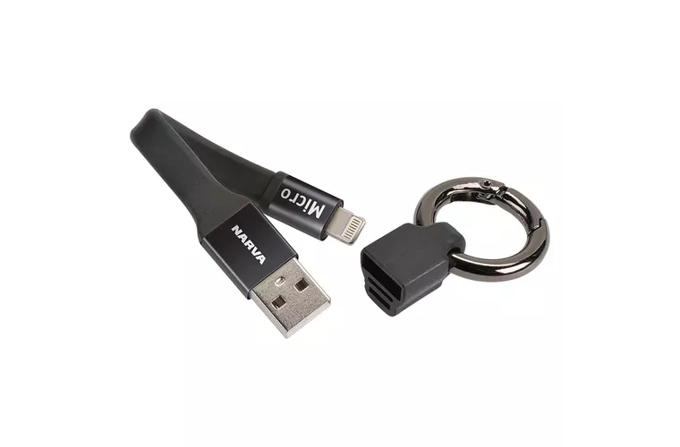 Narva Keyring Cable Micro USB & Lightning Dual Faced (Blister 1Pk) 81073BL