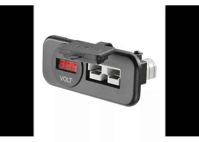 Narva Connector 50A/Volt Meter Twin HDRV Socket Flush Mount 81153BL
