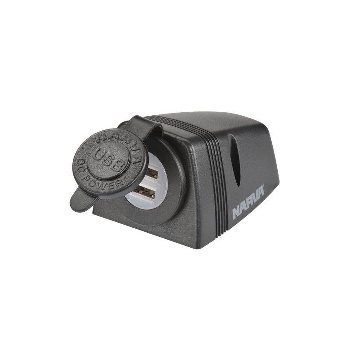 Narva HD Surface Mount Socket Dual USB Black 81154BL