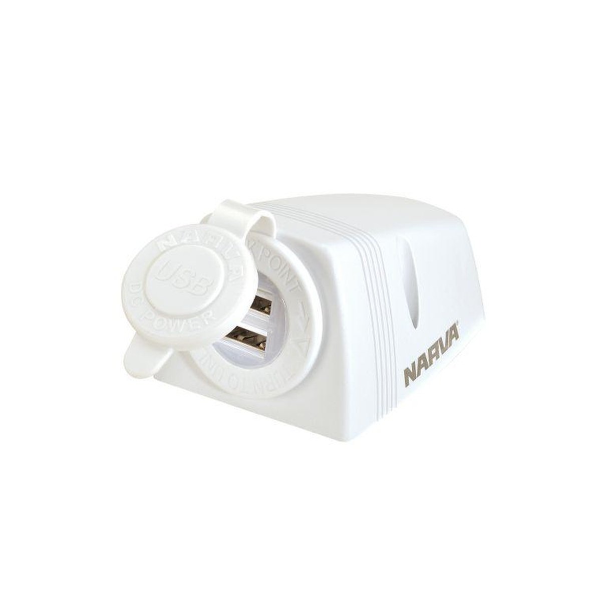 Narva HD Surface Mount Socket Dual USB White 81154WBL
