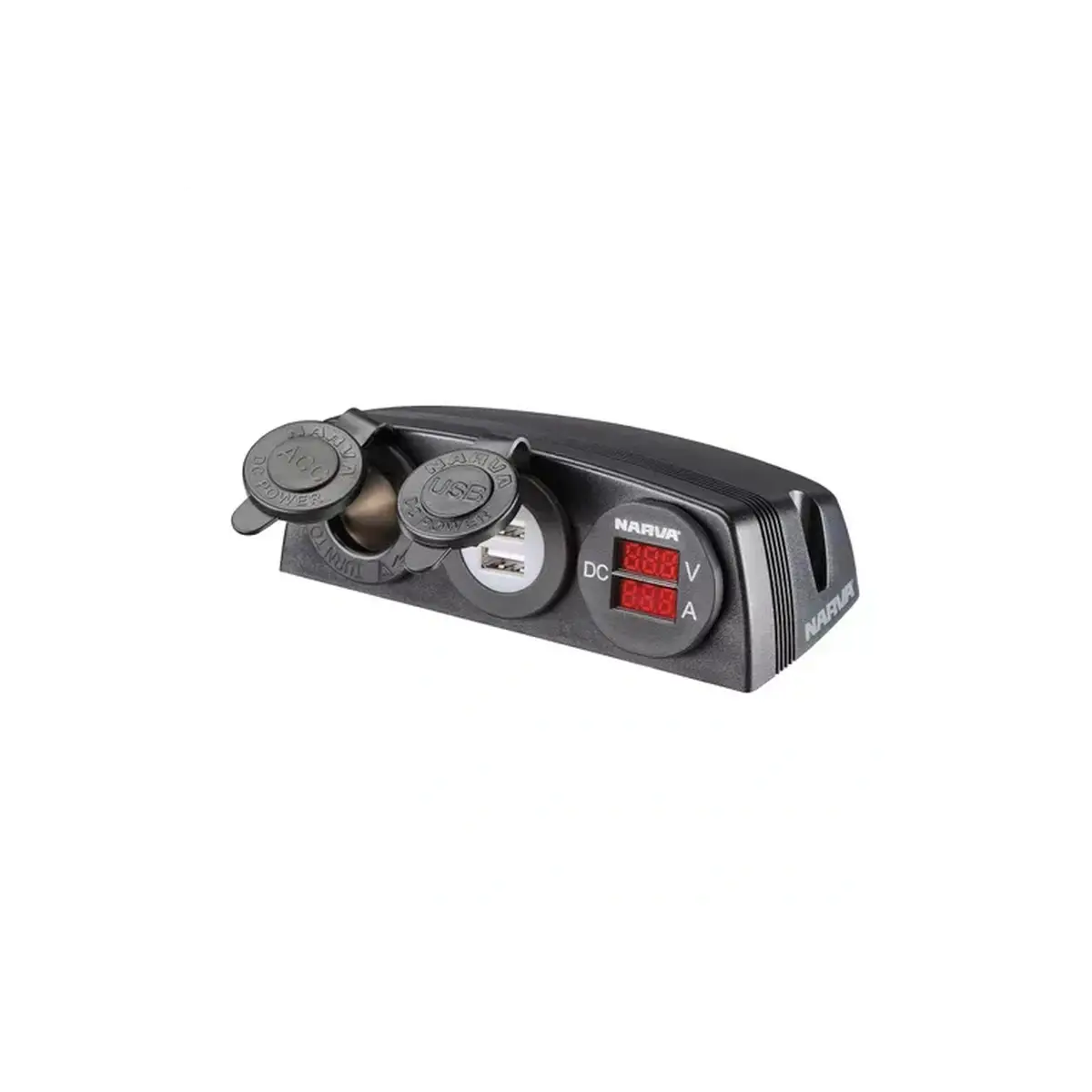 Narva HD Surface Mount Accessory Socket & 12/24V LED Amp/Volt Meters 81195BL