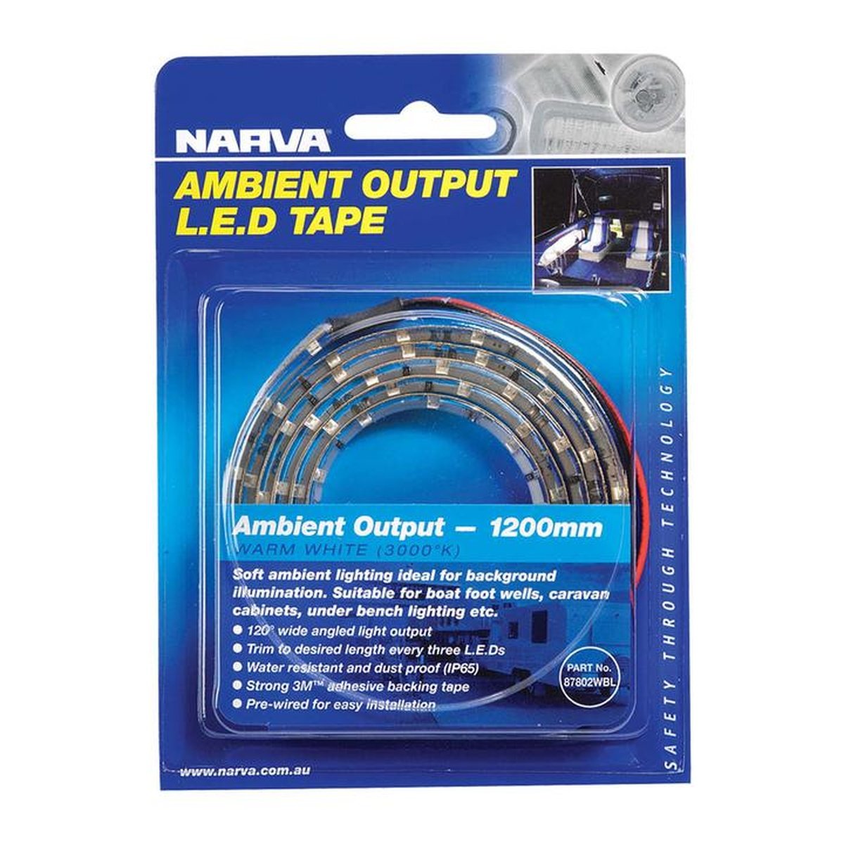 Narva LED Tape with Ambient Output Warm White 300mm 12V 3000K 87800WBL
