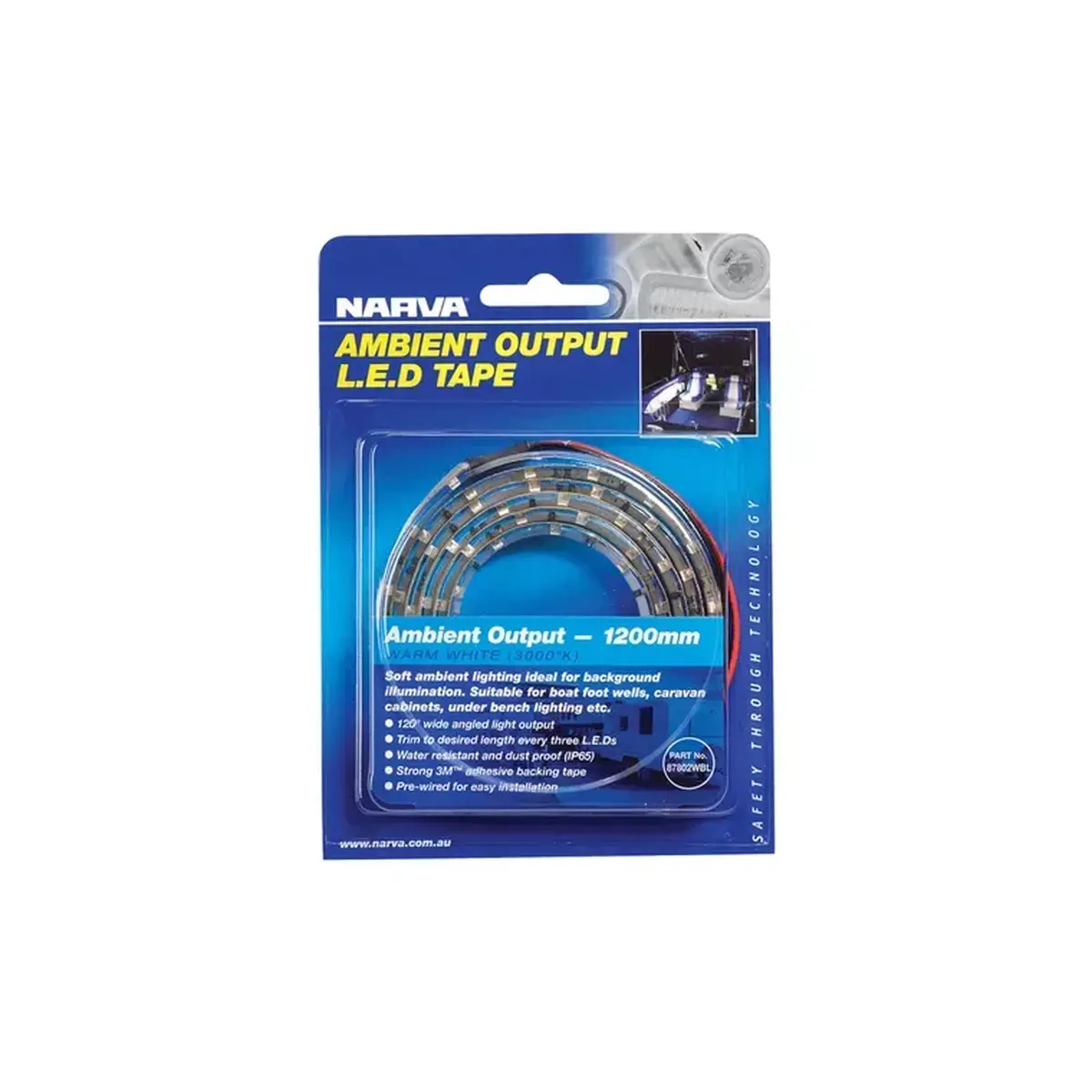 Narva LED Tape with Ambient Output Warm White 1.2m 12V 3000K 87802WBL