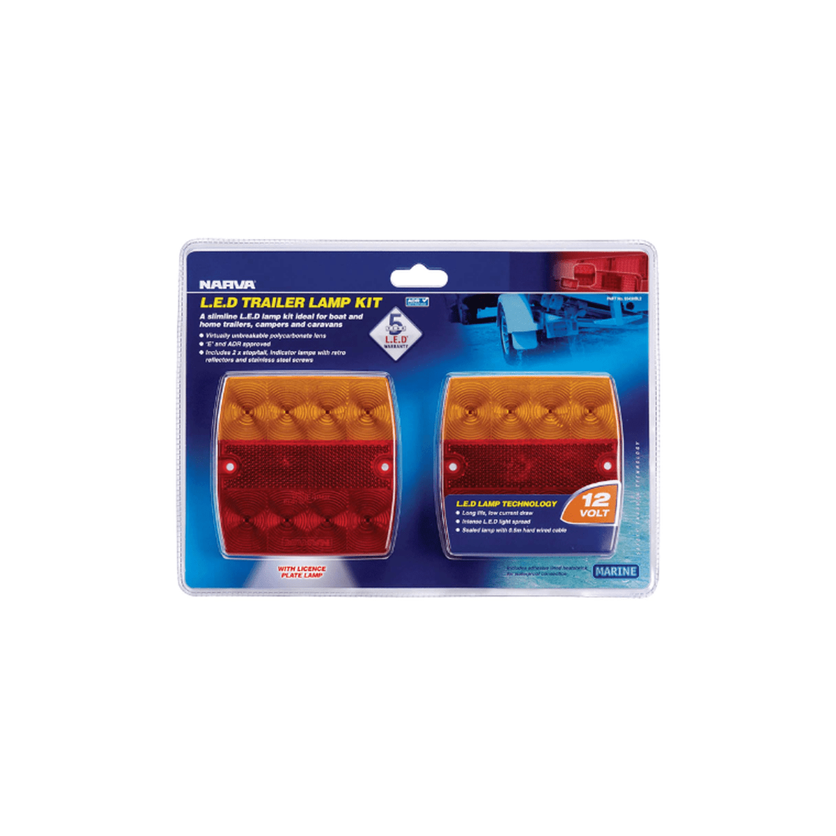 Narva LED Model 34 Slimline Rear Combination Lamp Lit with Licence Plate Lamp 12V Blister Twin Pack 93440BL2