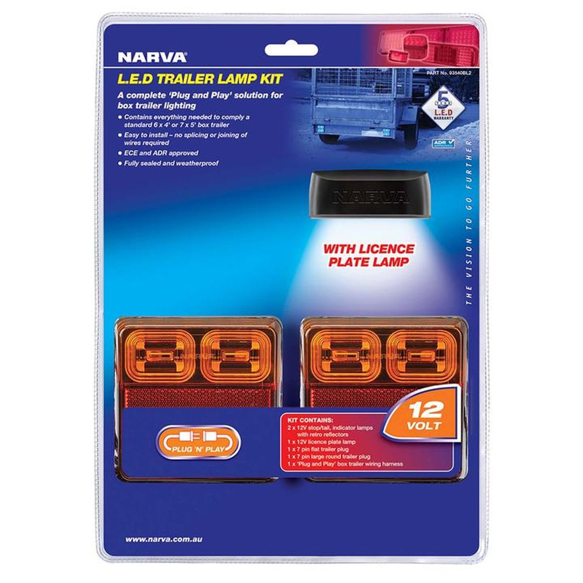Narva LED Model 35 Box Trailer Lamp Kit 12V Blister Twin Pack 93540BL2