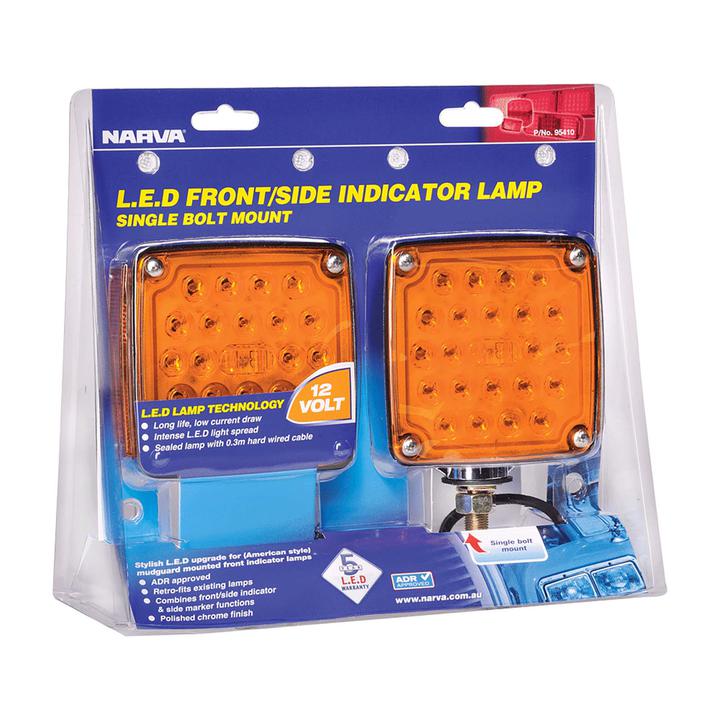 Narva LED Front/Side Indicator Lamp Pack 119x128mm 12V 40mm Bolts 95410