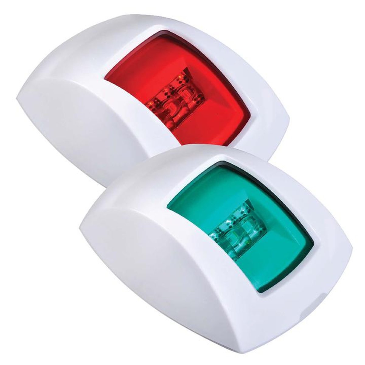 Narva 1 Nautical Mile LED Port & Starboard Lamps with White Housing and Coloured Lenses 9-33V 99010BL