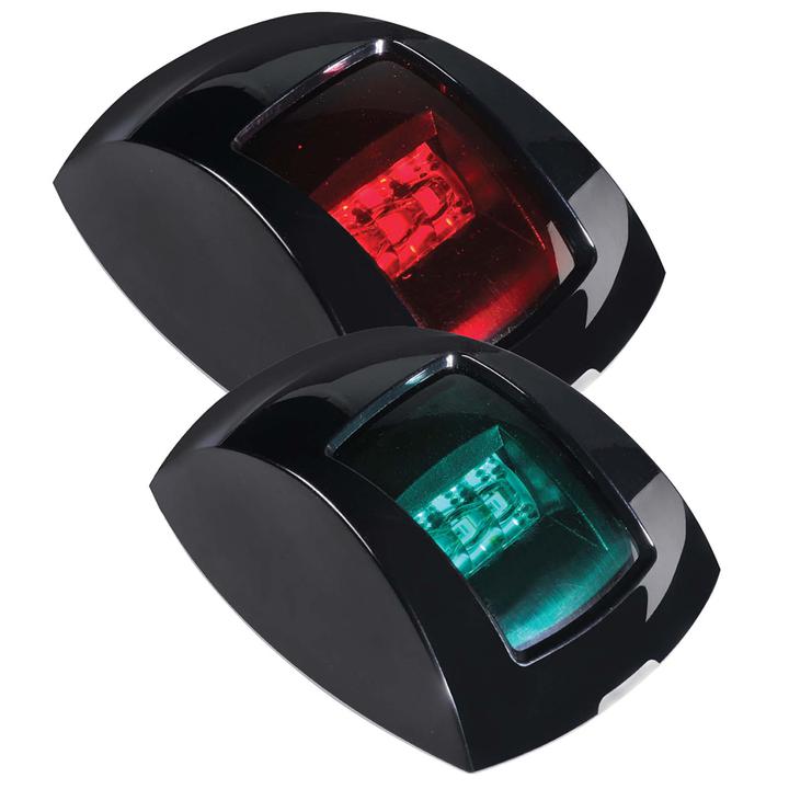 Narva 1 Nautical Mile LED Port & Starboard Lamps with Black Housing and Coloured Lenses 9-33V 99014BL