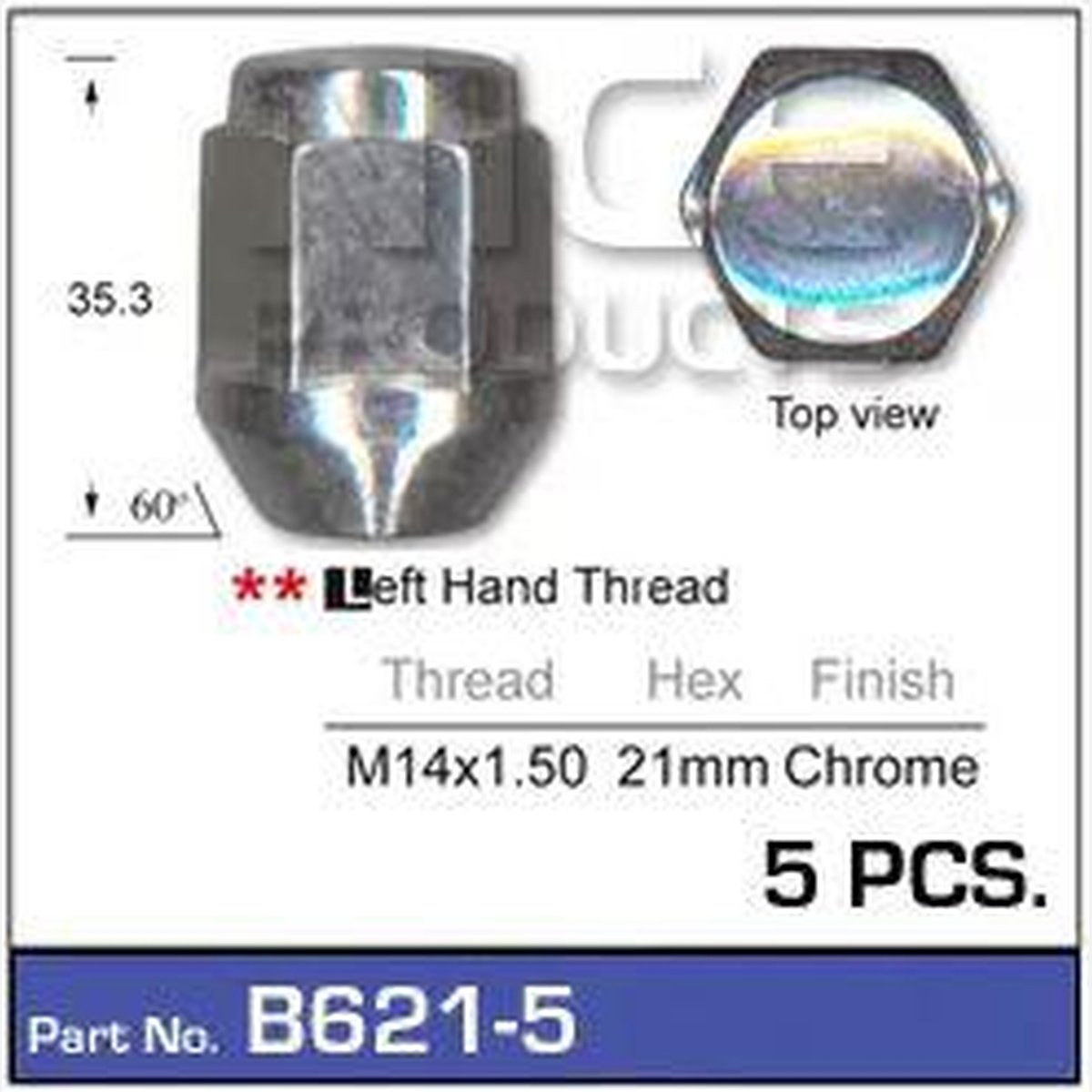 NICE Products Wheel Nut M14x1.50 Chrome (5 Pack) B621-5