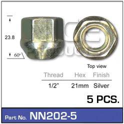 NICE Products Wheel Nut 21mm Silver (5 Pack) NN202 5