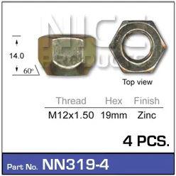 NICE Products Wheel Nut 19mm Plain (4 Pack) NN319 4
