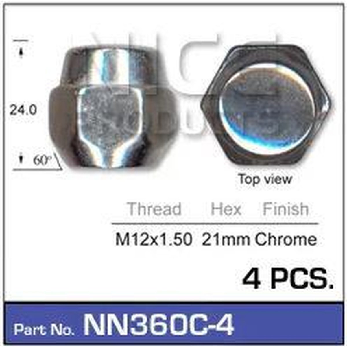 NICE Products Wheel Nut 21mm Chrome (4 Pack) NN360C 4