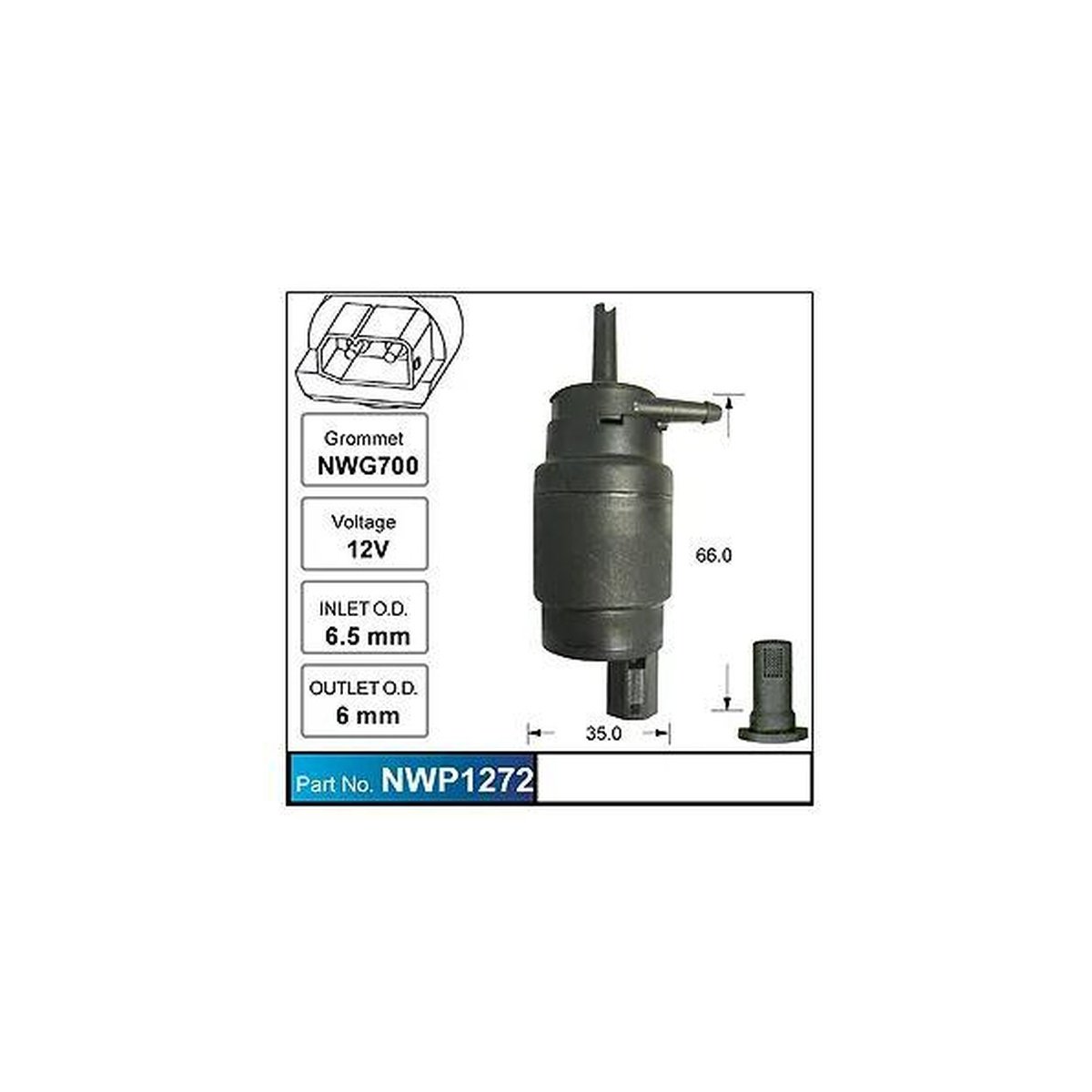 NICE Products Windscreen Washer Pump 12V NWP1272