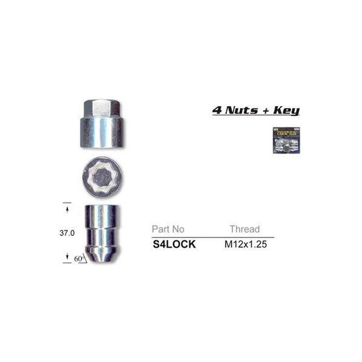 NICE Wheel Lock Nut Set M12x1.25 (4 Pack) S4LOCK