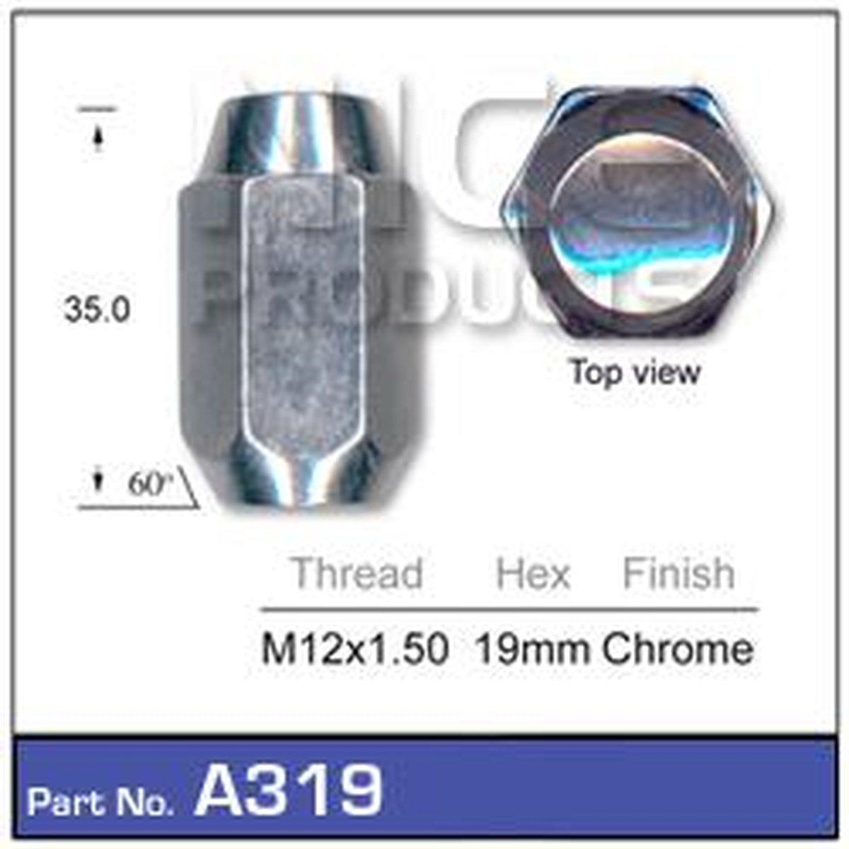 NICE Wheel Nut M12x1.50 Chrome A319