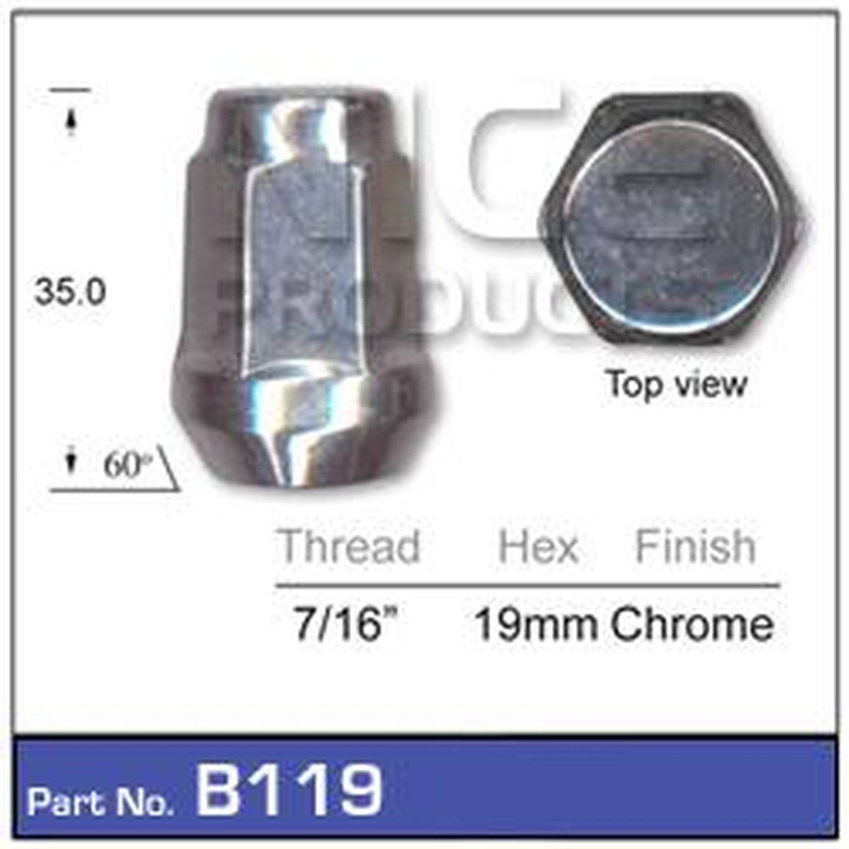 NICE Wheel Nut 7/16" Chrome B119
