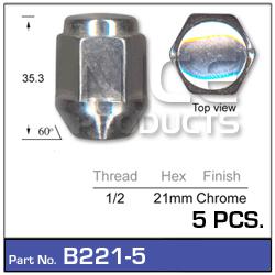 NICE Wheel Nut 1/2" Chrome (5 Pack) B221-5