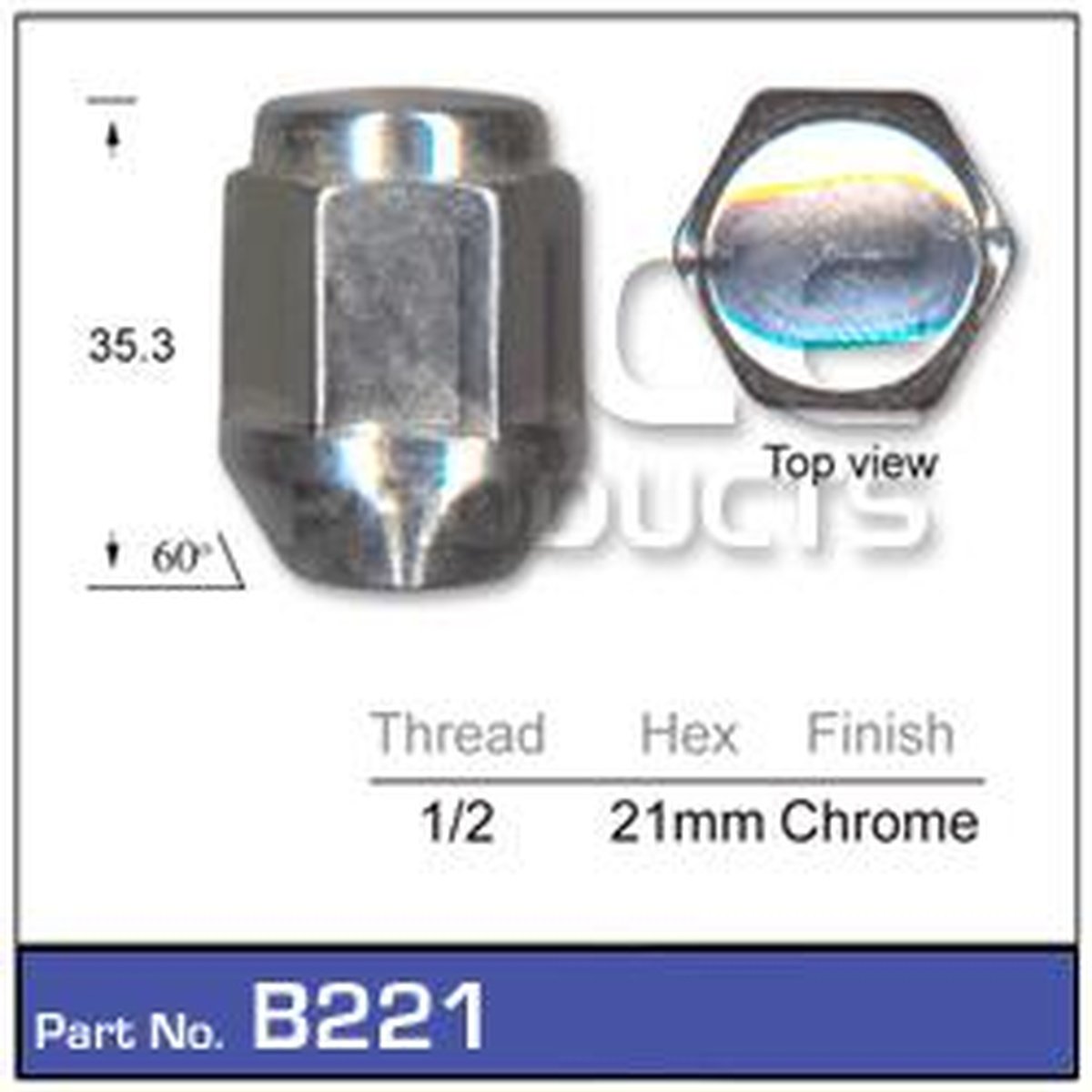 NICE Wheel Nut 1/2" Chrome B221