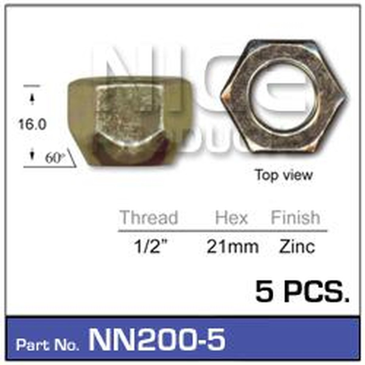 NICE Wheel Nut 1/2" Zinc (5 Pack) NN200-5