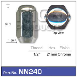 NICE Wheel Nut 1/2" Chrome NN240