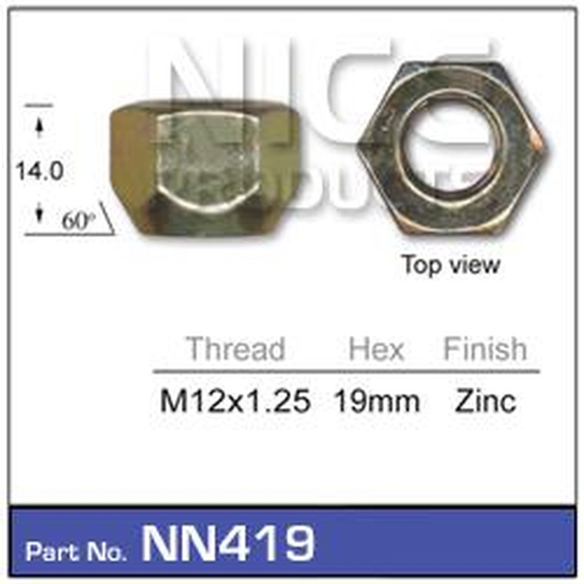 NICE Wheel Nut M12x1.25 Zinc NN419